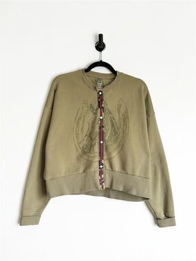 Henry Dry Goods Camo Horse Equine Custom Sweatshirt Cardigan Size Large